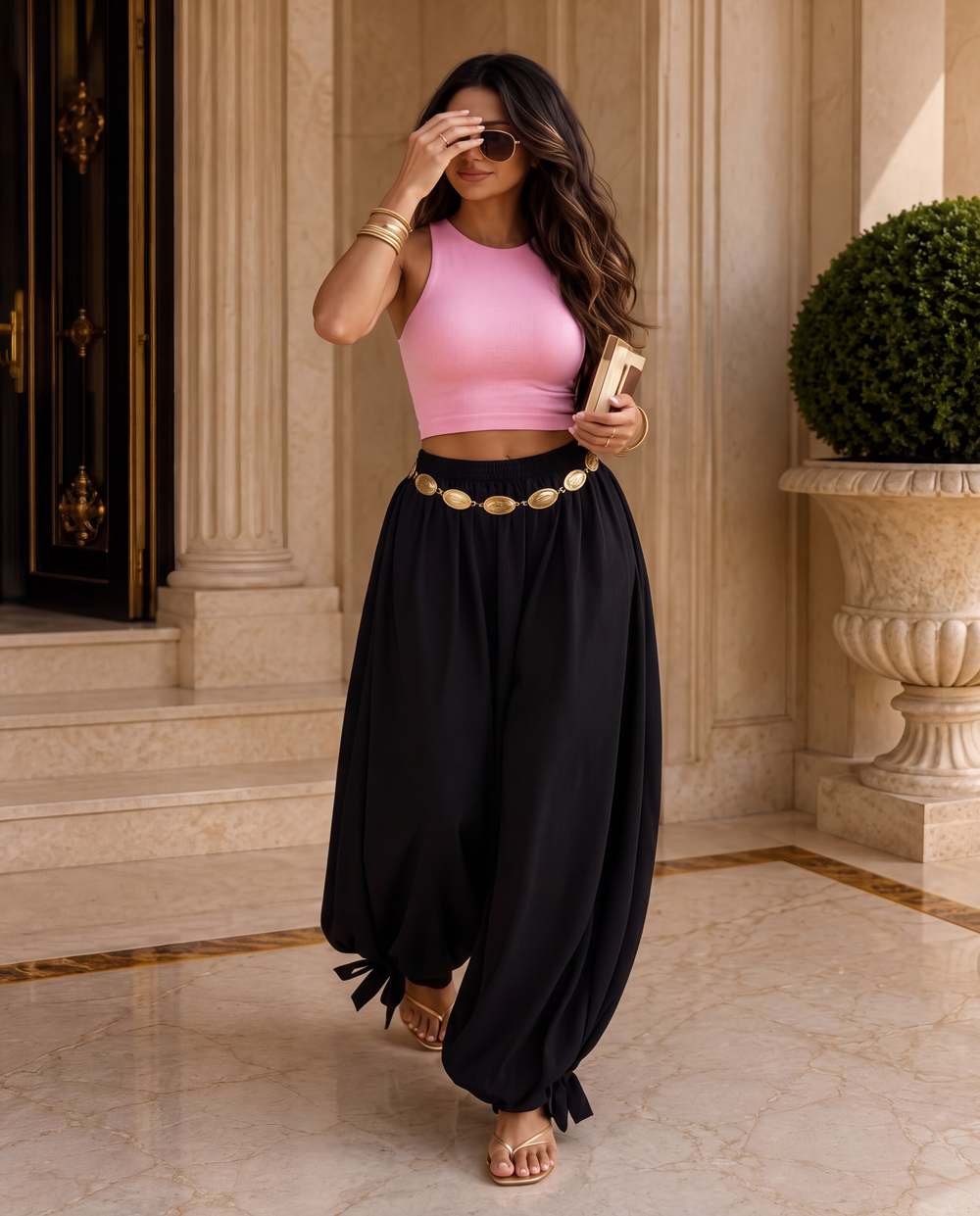 Laila Basic Crop Top in pink